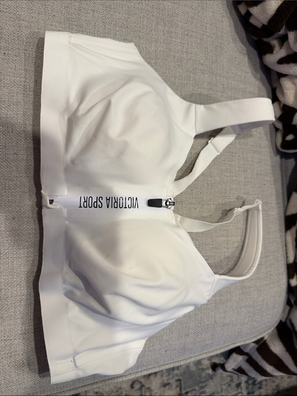 Victoria's Secret White Front-Zip Sport Bra